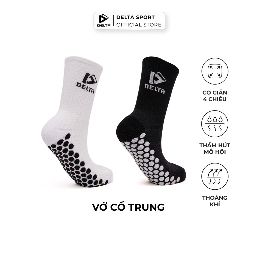 Mô tả DELTA Vớ Tất Thể Thao Cổ Trung Nam Nữ Cao Cấp, Co Giãn 4 Chiều, Thoáng Khí, Thấm Hút Mồ Hôi SO007U0 - 1