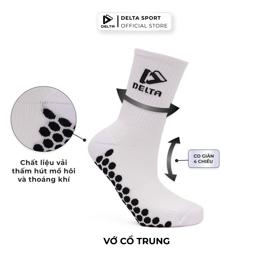 Mô tả DELTA Vớ Tất Thể Thao Cổ Trung Nam Nữ Cao Cấp, Co Giãn 4 Chiều, Thoáng Khí, Thấm Hút Mồ Hôi SO007U0 - 2