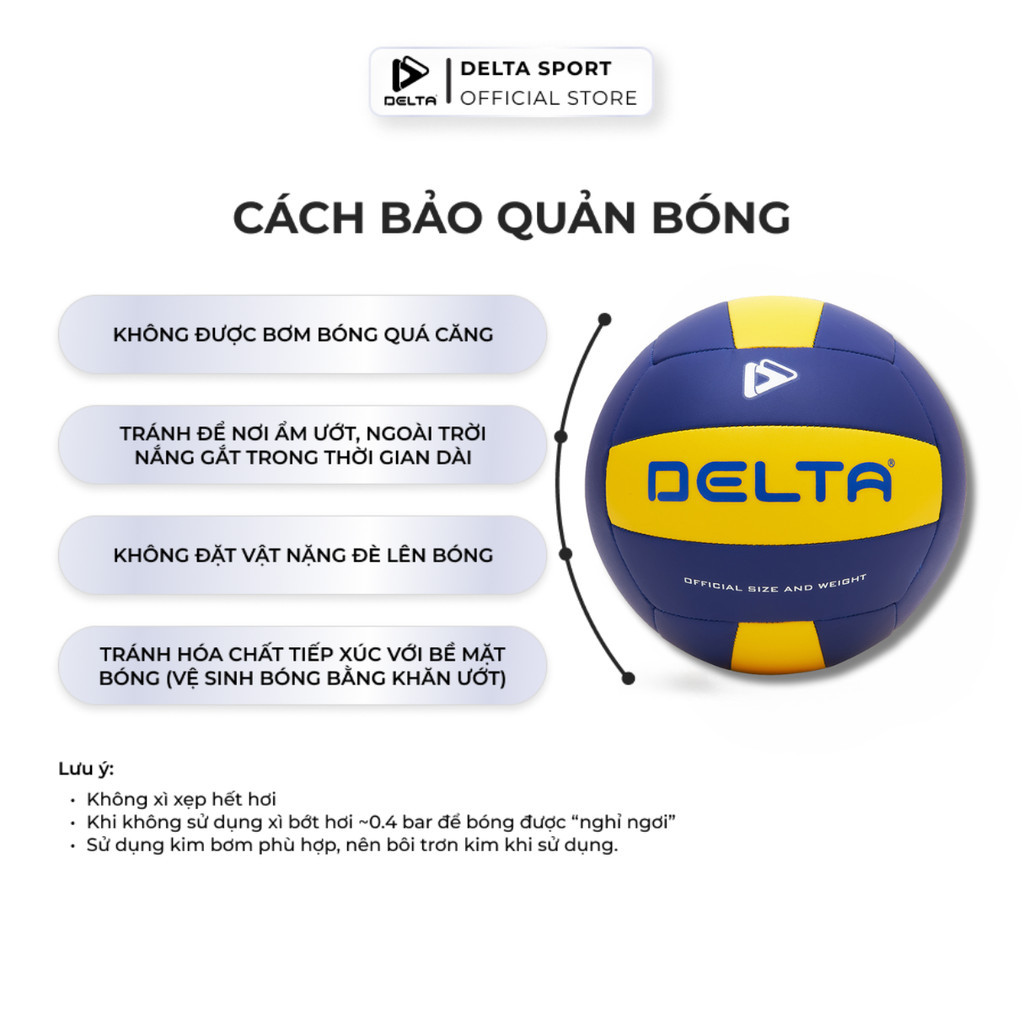 Mô tả Bóng Chuyền DELTA May Máy Size 5 Da TPU Êm Dịu Nhẹ Chống Nước Tốt Phù Hợp Tập Luyện DELTABC01 - 5