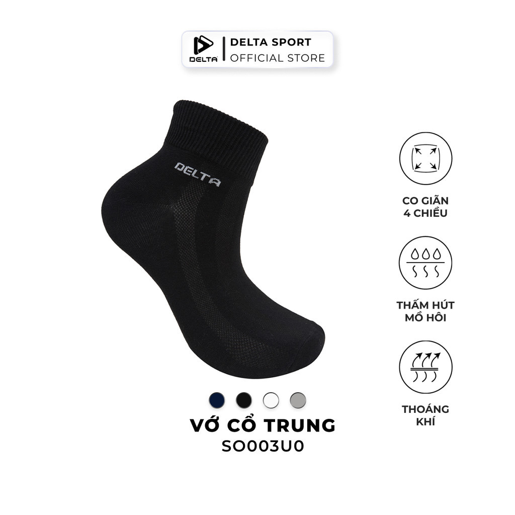 Mô tả DELTA Vớ Thể Thao Cổ Trung Unisex Vải Bamboo Mềm Mát Khử Mùi Kháng Khuẩn Thấm Hút Tốt SO003U0 - 1