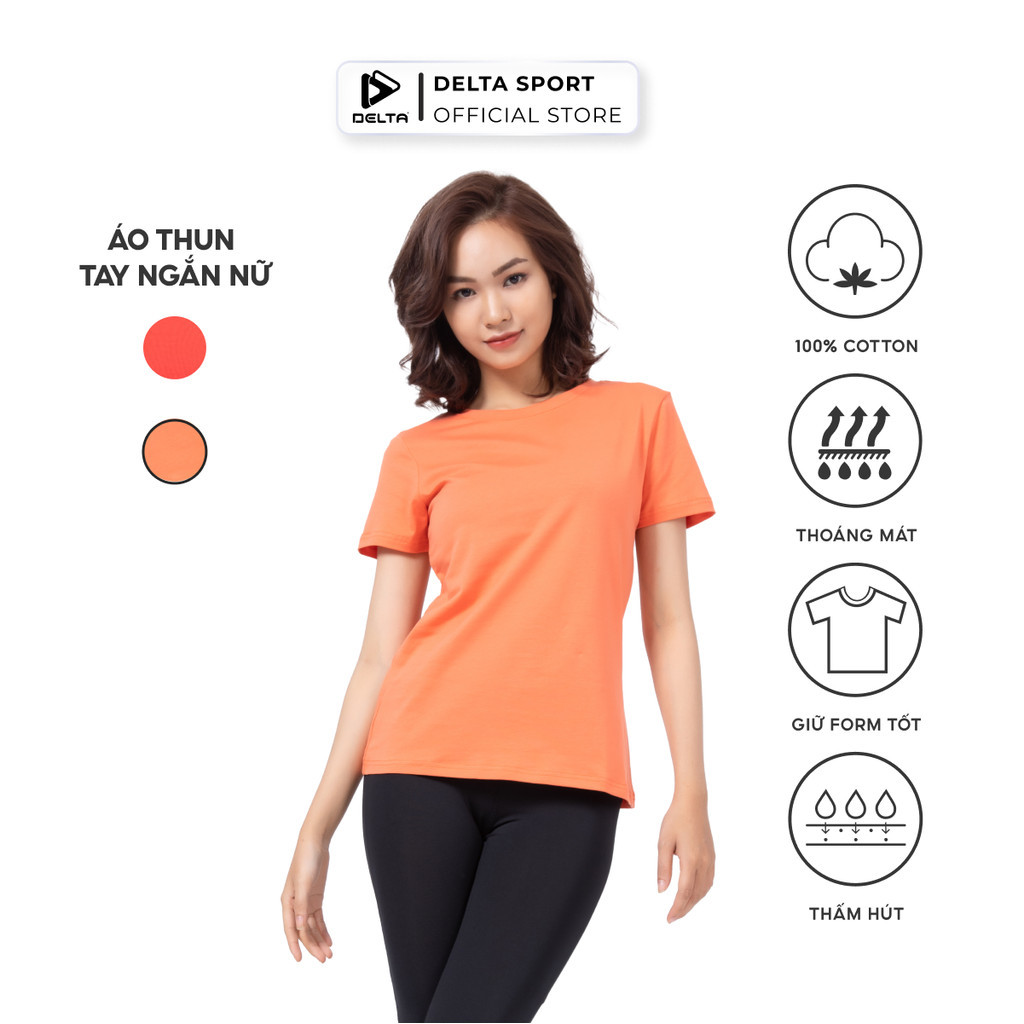 Mô tả DELTA Áo Thun Thể Thao Tay Ngắn Nữ Chất Cotton Mềm Mịn Co Giãn Thoải Mái Mặc Hằng Ngày R20 RTS012W - 1