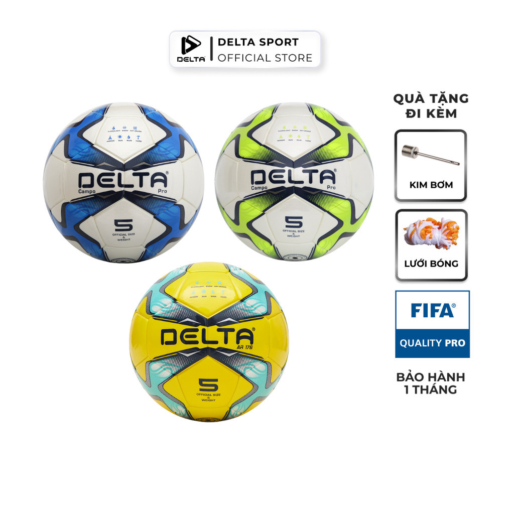 Mô tả Bóng Đá DELTA CAMPO Pro AR176 5D Size 5 Dán Ép Nhiệt Da PU Dùng Sân 7 11 Tự Nhiên Nhân Tạo DELTACA04 - 1