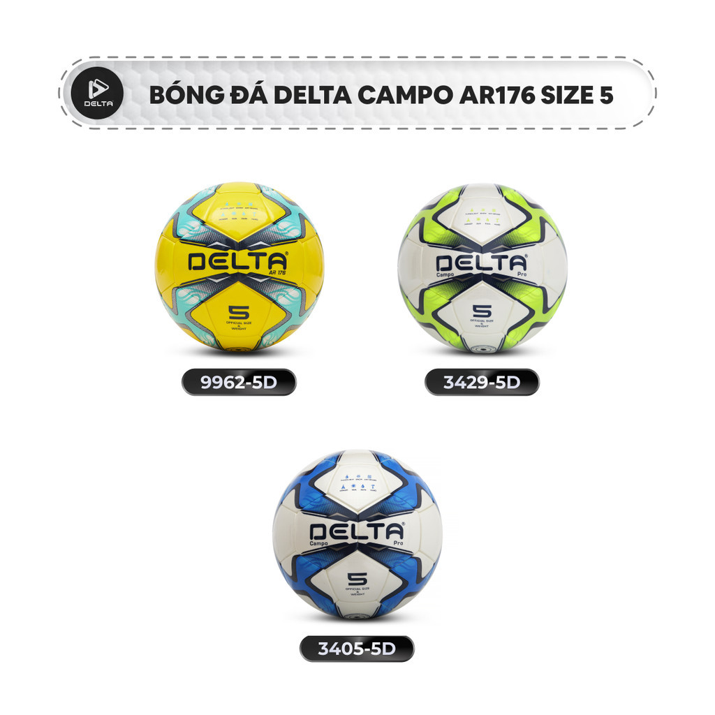 Mô tả Bóng Đá DELTA CAMPO Pro AR176 5D Size 5 Dán Ép Nhiệt Da PU Dùng Sân 7 11 Tự Nhiên Nhân Tạo DELTACA04 - 3
