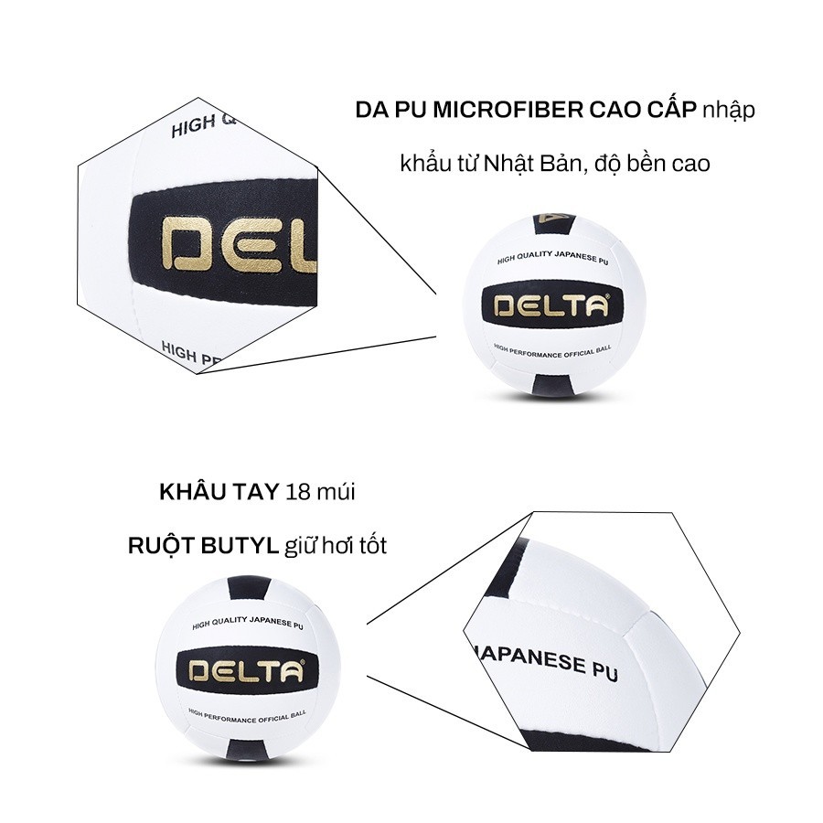 Mô tả Bóng Chuyền DELTA Size 5 Khâu Tay Cao Cấp Da PU Microfiber Mềm Êm Chơi Cho Nhiều Loại Sân DELTABC02 - 2