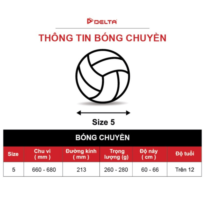 Mô tả Bóng Chuyền DELTA Size 5 Khâu Tay Cao Cấp Da PU Microfiber Mềm Êm Chơi Cho Nhiều Loại Sân DELTABC02 - 6