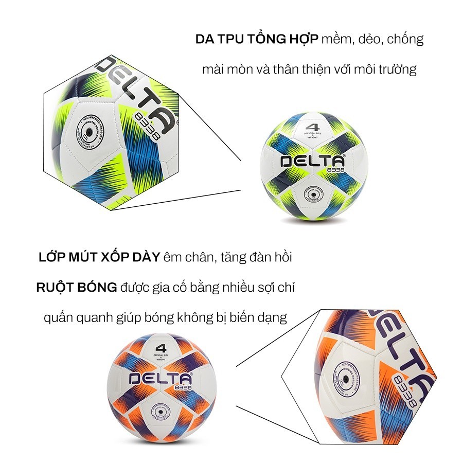 Mô tả Bóng Đá DELTA CAMPO 4M Size 4 May Máy Da TPU Nhẹ Mềm Sân 5 Cỏ Nhân Tạo Bé Từ 9-12 Tuổi DELTACA05 - 2