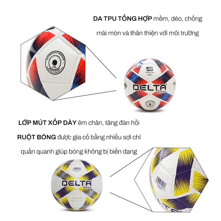 Mô tả Bóng Đá DELTA CAMPO 5M Size 5 May Máy FIFA Basic Da TPU Sân 7 11 Cỏ Nhân Tạo Từ 12 Tuổi DELTACA01 - 2