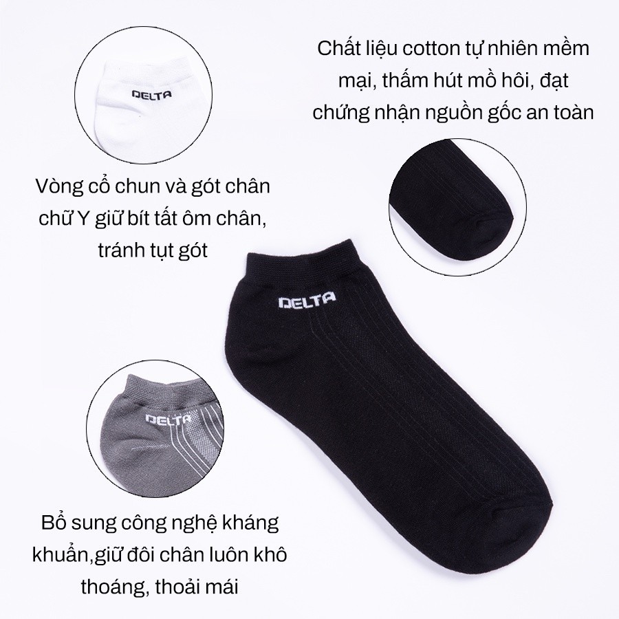 Mô tả DELTA Vớ Thể Thao Cổ Ngắn Unisex Chất Cotton Cao Cấp Co Giãn 4 Chiều Thoáng Khí Thấm Hút Tốt SO001U0 - 3