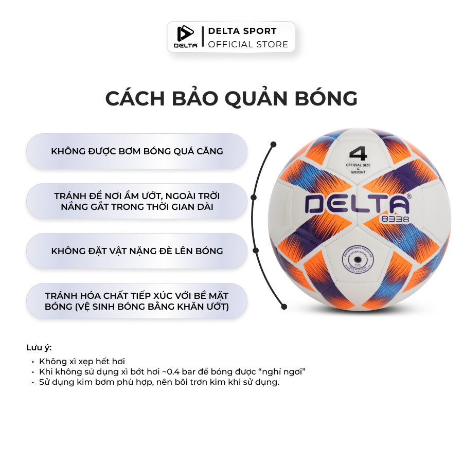 Mô tả Bóng Đá DELTA FUTSAL Lite Size 4 Da PU Dán Ép Nhiệt Chơi Trên Sân 5 Cỏ Nhân Tạo, Trong Nhà 3696-4D - 7