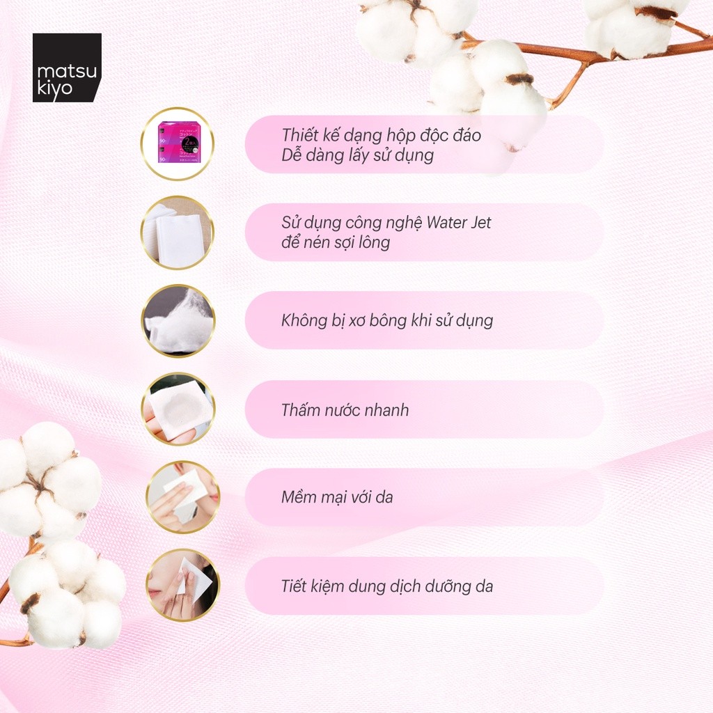 Mô tả Bông cotton tẩy trang tự nhiên nguyên chất matsukiyo 180 miếng (90 miếng x 2 hộp) - 3