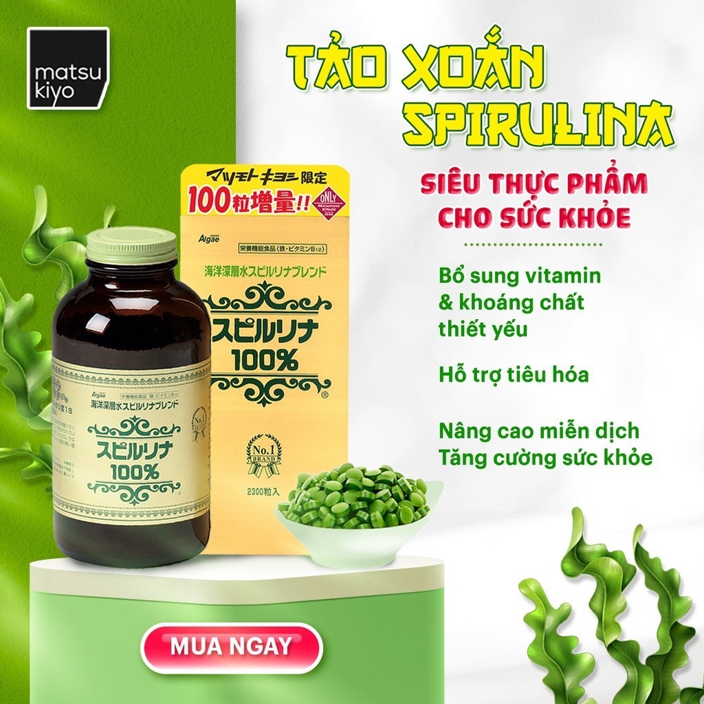 Mô tả Tảo xoắn Matsukiyo Spirulina Tablets 2300 viên - 1