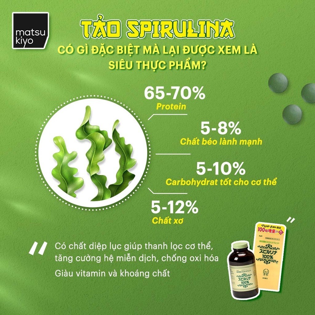 Mô tả Tảo xoắn Matsukiyo Spirulina Tablets 2300 viên - 2