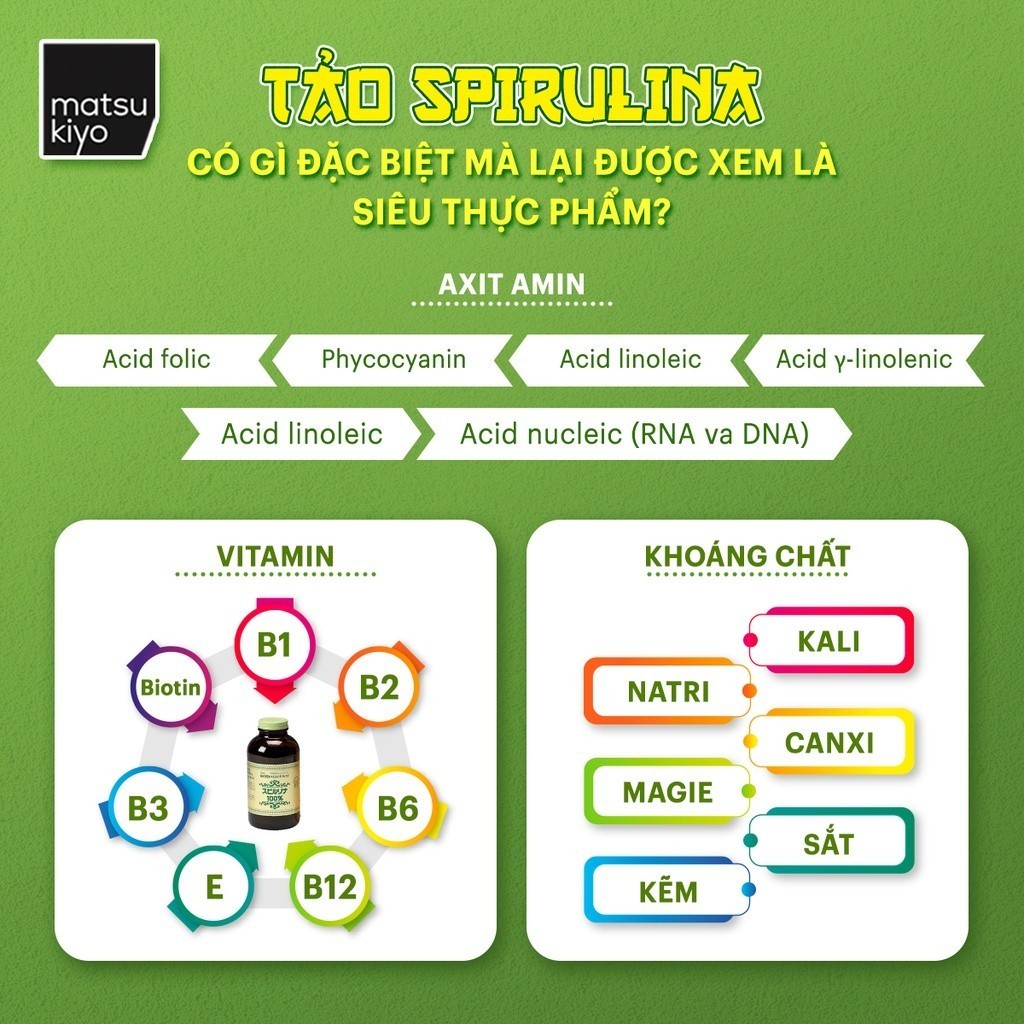 Mô tả Tảo xoắn Matsukiyo Spirulina Tablets 2300 viên - 3