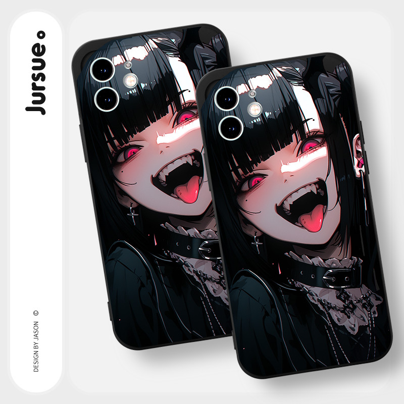 Mô tả Ốp lưng JURSUE mềm chống bẩn hoạt hình ngầu đen Cho iPhone 16 15 14 13 12 11 PRO MAX SE 2020 X XR XS ip 8 7 Plus Y4122 - 4