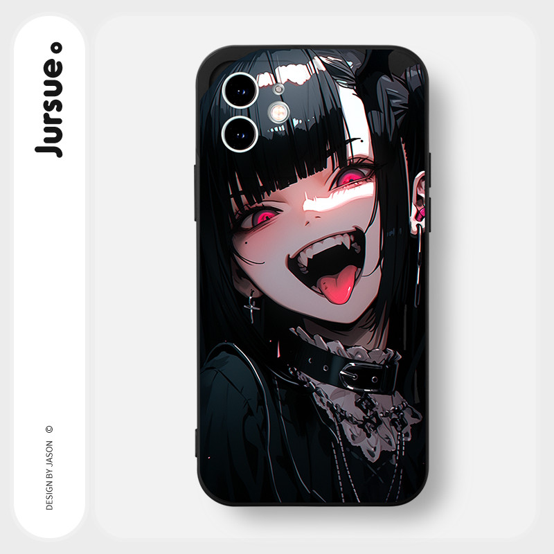 Mô tả Ốp lưng JURSUE mềm chống bẩn hoạt hình ngầu đen Cho iPhone 16 15 14 13 12 11 PRO MAX SE 2020 X XR XS ip 8 7 Plus Y4122 - 5