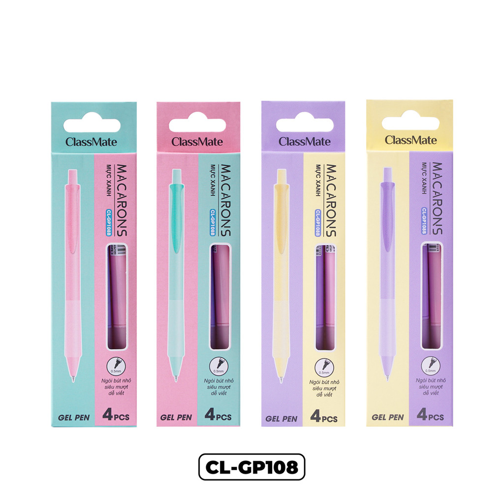 Hộp 4 Chiếc Bút Gel Bấm Classmate Bút Nước Ngòi 0.5mm Bút Mực Xanh Có ...