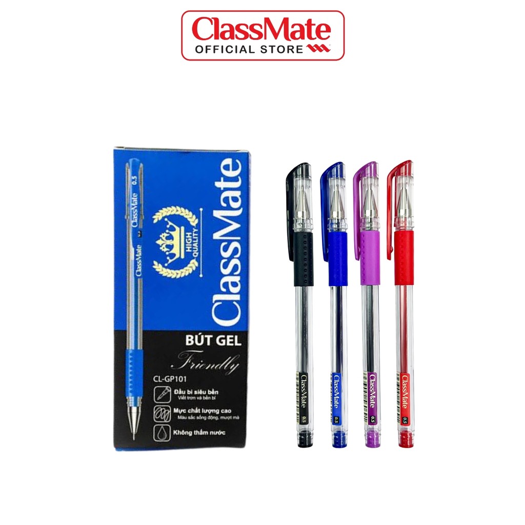 Hộp 12 Chiếc Bút Gel CLASSMATE Ngòi 0.5mm, 4 Màu, Mực đều Nét trơn ...