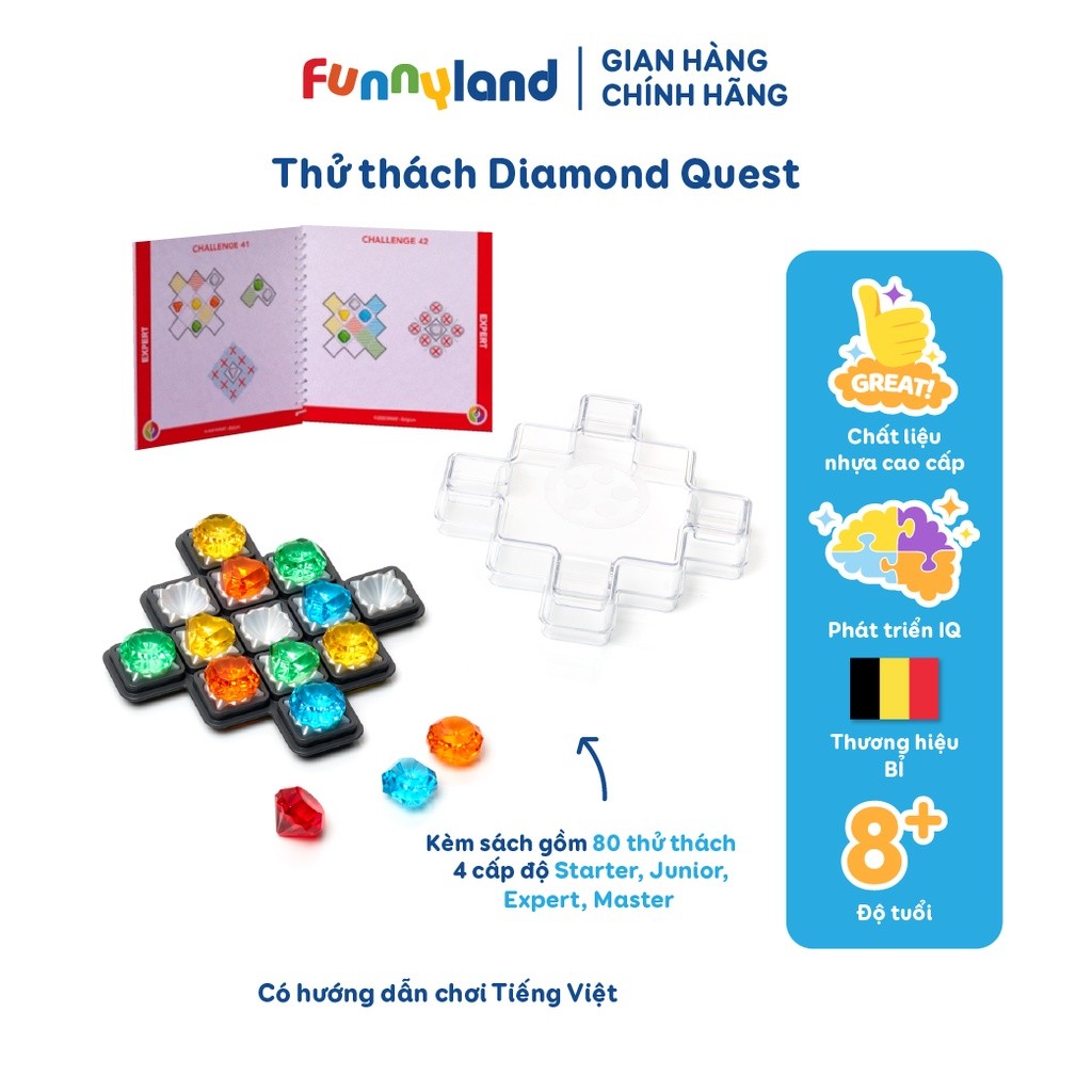 Mô tả Đồ chơi trí tuệ SmartGames Thử thách Diamond Quest cho bé từ 8 tuổi với 80 thử thách - 1