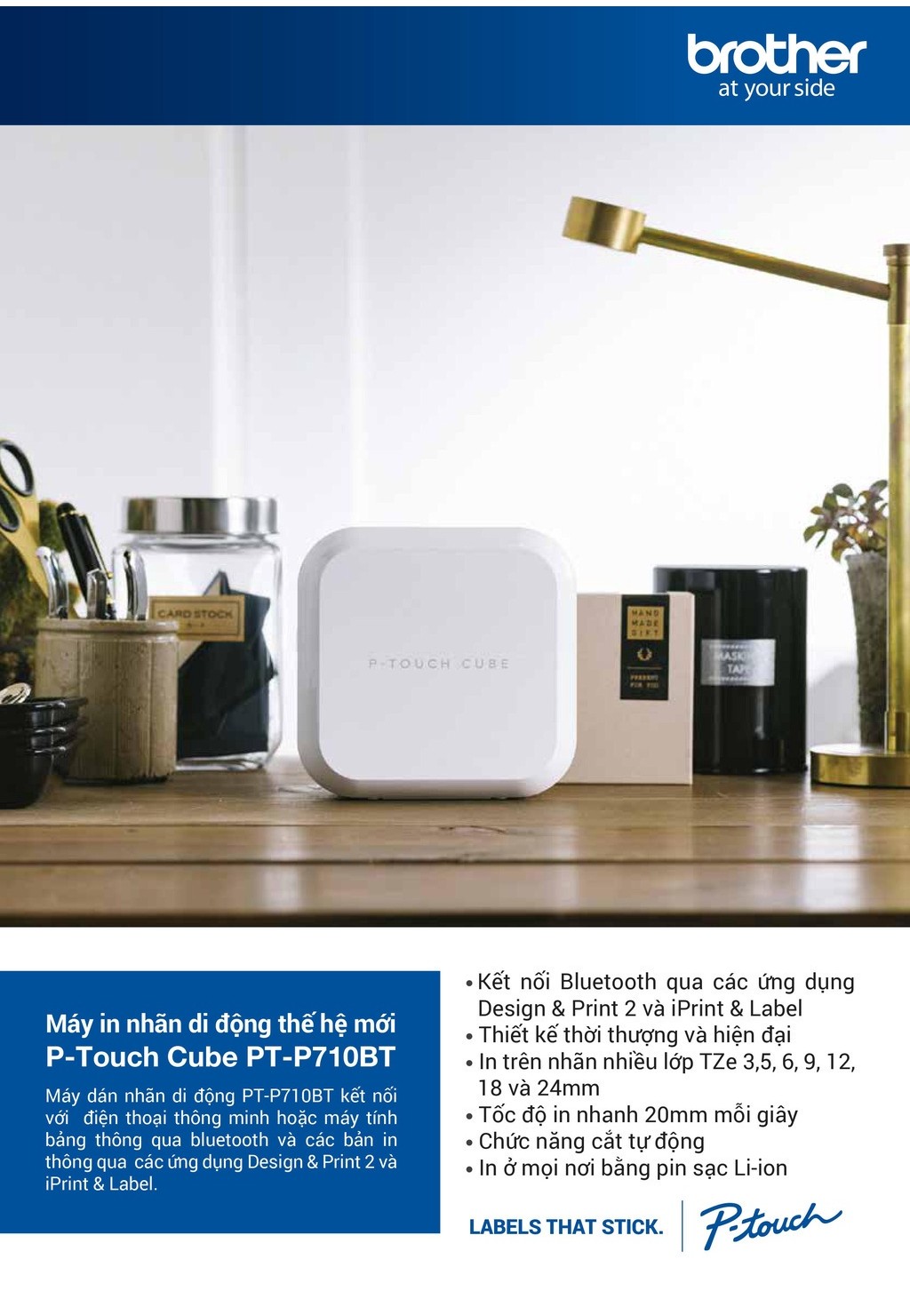 Mô tả Máy in nhãn Brother P-Touch Cube PT-P710BT - 1