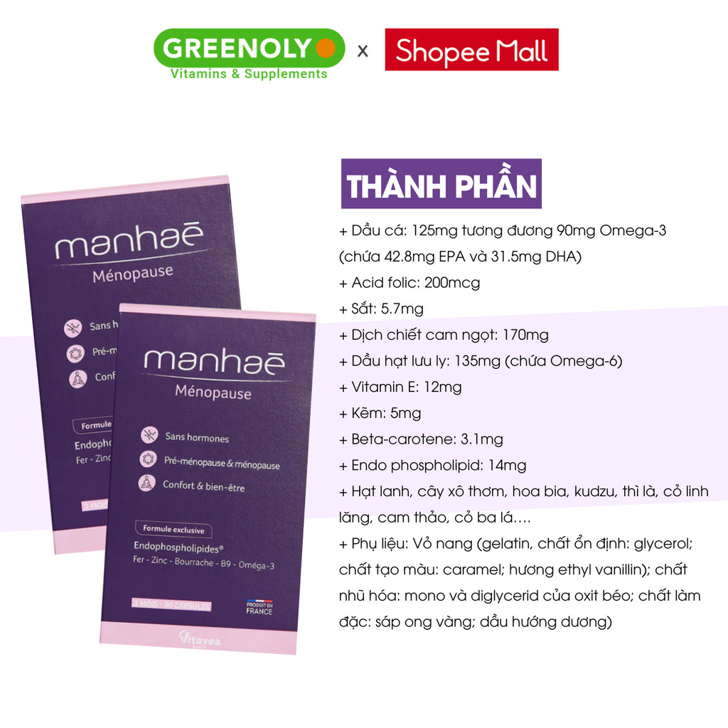 Mô tả Viên uống nội tiết tố nữ Manhae Nutrisante điều hòa kinh nguyệt giảm khô hạn tăng cường sinh lý nữ - 3