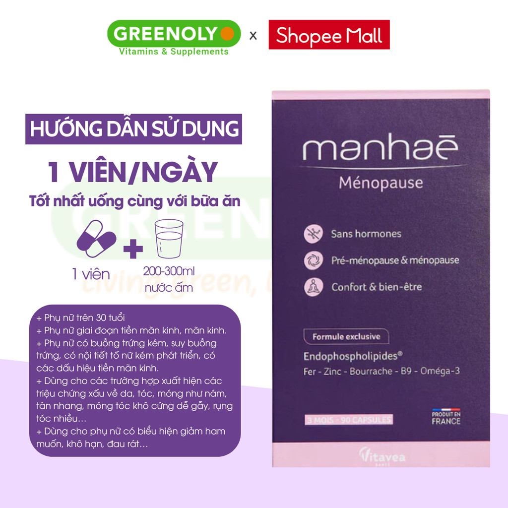 Mô tả Viên uống nội tiết tố nữ Manhae Nutrisante điều hòa kinh nguyệt giảm khô hạn tăng cường sinh lý nữ - 4