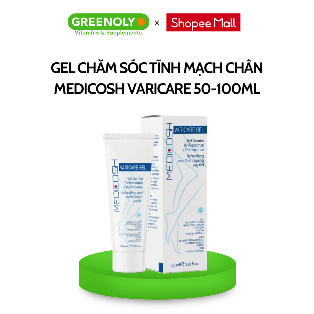 Mô tả Kem Bôi Giãn Tĩnh Mạch Medicosh Varicare chăm sóc suy giãn tĩnh mạch, giúp đàn hồi tĩnh mạch Gel 50ml/100ml - 1