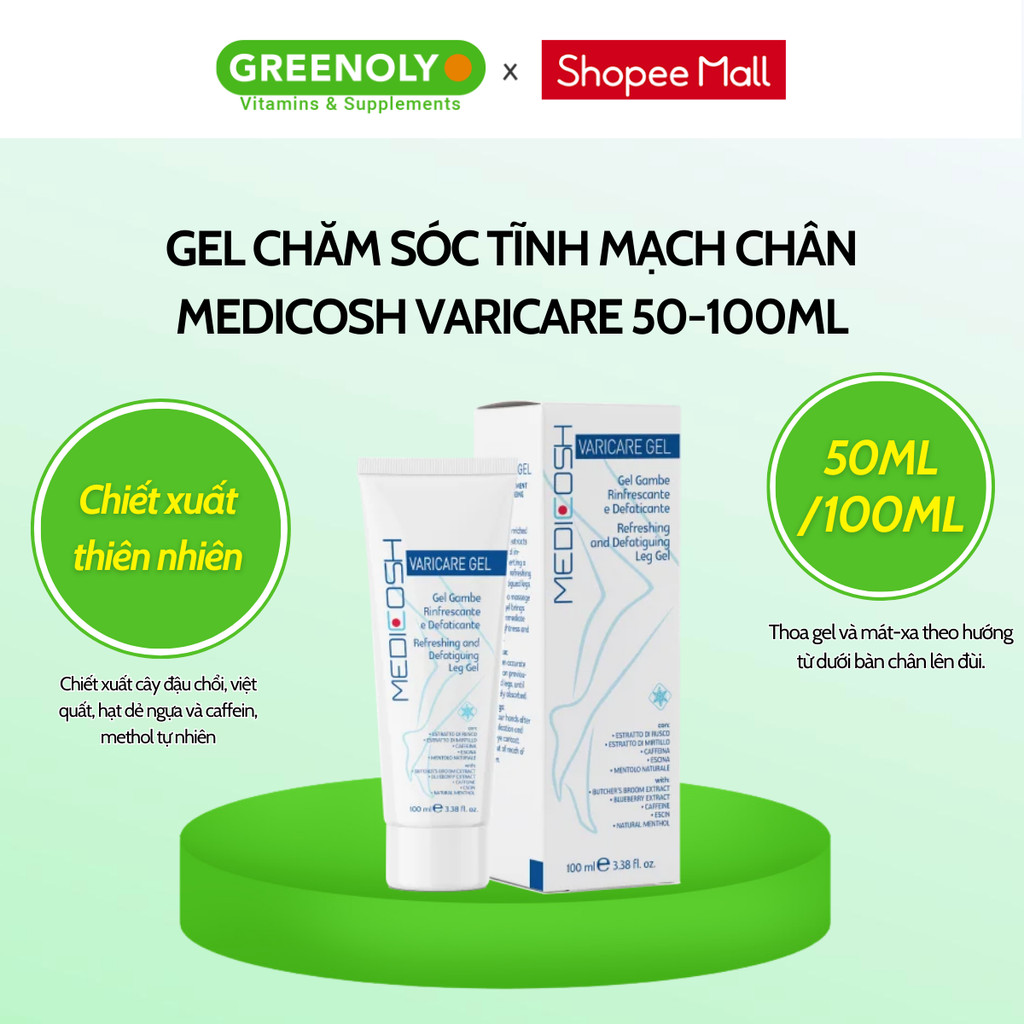 Mô tả Kem Bôi Giãn Tĩnh Mạch Medicosh Varicare chăm sóc suy giãn tĩnh mạch, giúp đàn hồi tĩnh mạch Gel 50ml/100ml - 3