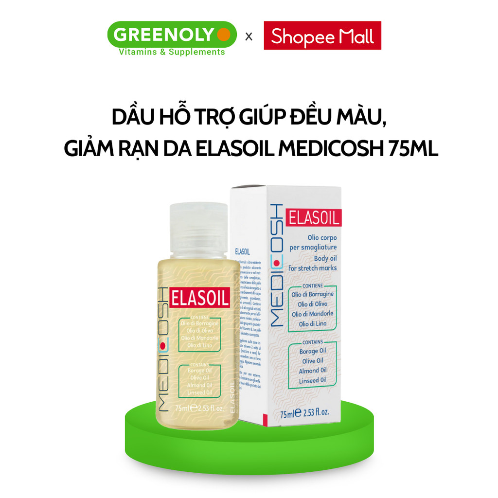 Mô tả Dầu Rạn Da Hữu Cơ Elasoil Medicosh Giúp Phòng & Làm Mờ Rạn Da Cho Bà Bầu, Sau Sinh, Do Tăng Cân Nhanh 75ml - 1