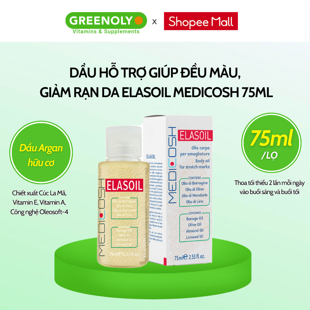 Mô tả Dầu Rạn Da Hữu Cơ Elasoil Medicosh Giúp Phòng & Làm Mờ Rạn Da Cho Bà Bầu, Sau Sinh, Do Tăng Cân Nhanh 75ml - 3