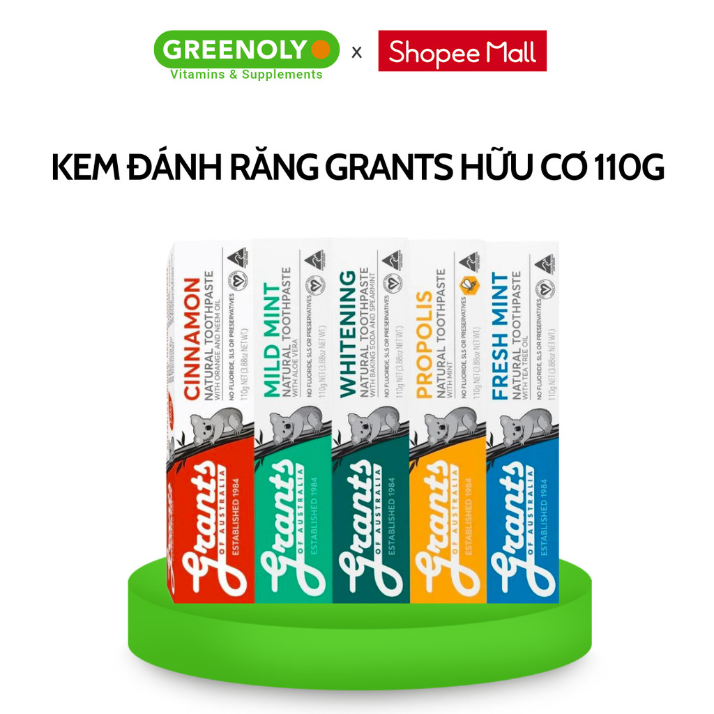 Mô tả Kem Đánh Răng Grants of Australia Hữu Cơ Bổ Sung Canxi Và Khoáng Chất Làm Dịu Nướu Chính Hãng 110G - 1