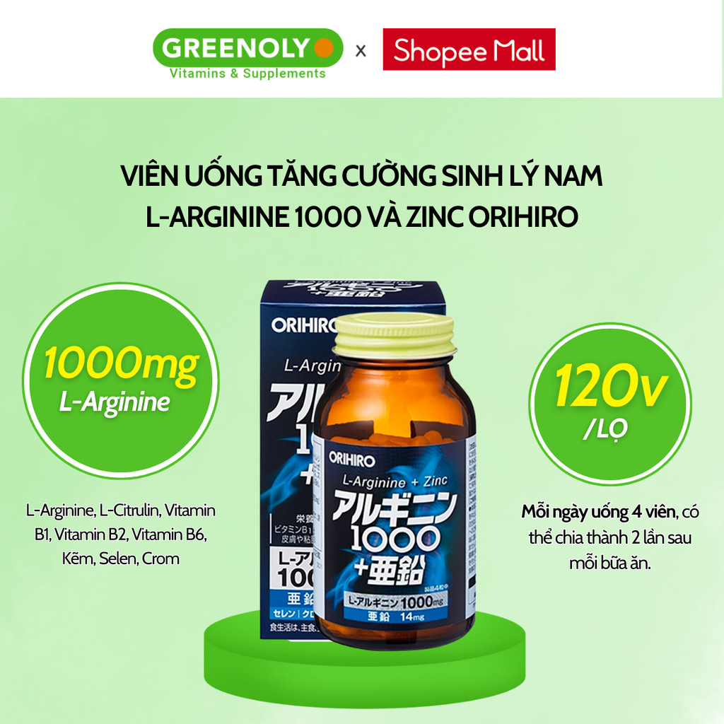 Mô tả Viên uống tăng cường sinh lý nam giới L-Arginine 1000mg và Zinc Orihiro 120 viên - 3