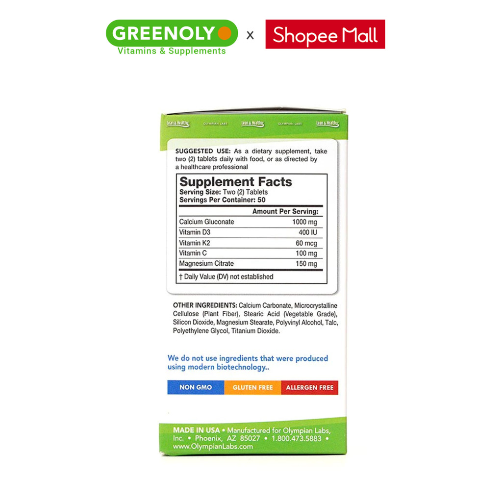 Mô tả Viên Uống Bổ Sung Canxi Hữu Cơ Olympian Labs Green Calcium Cho Bà Bầu, Sau Sinh Và Trẻ Em, Giúp Xương Chắc Khỏe 100 Viên - 5
