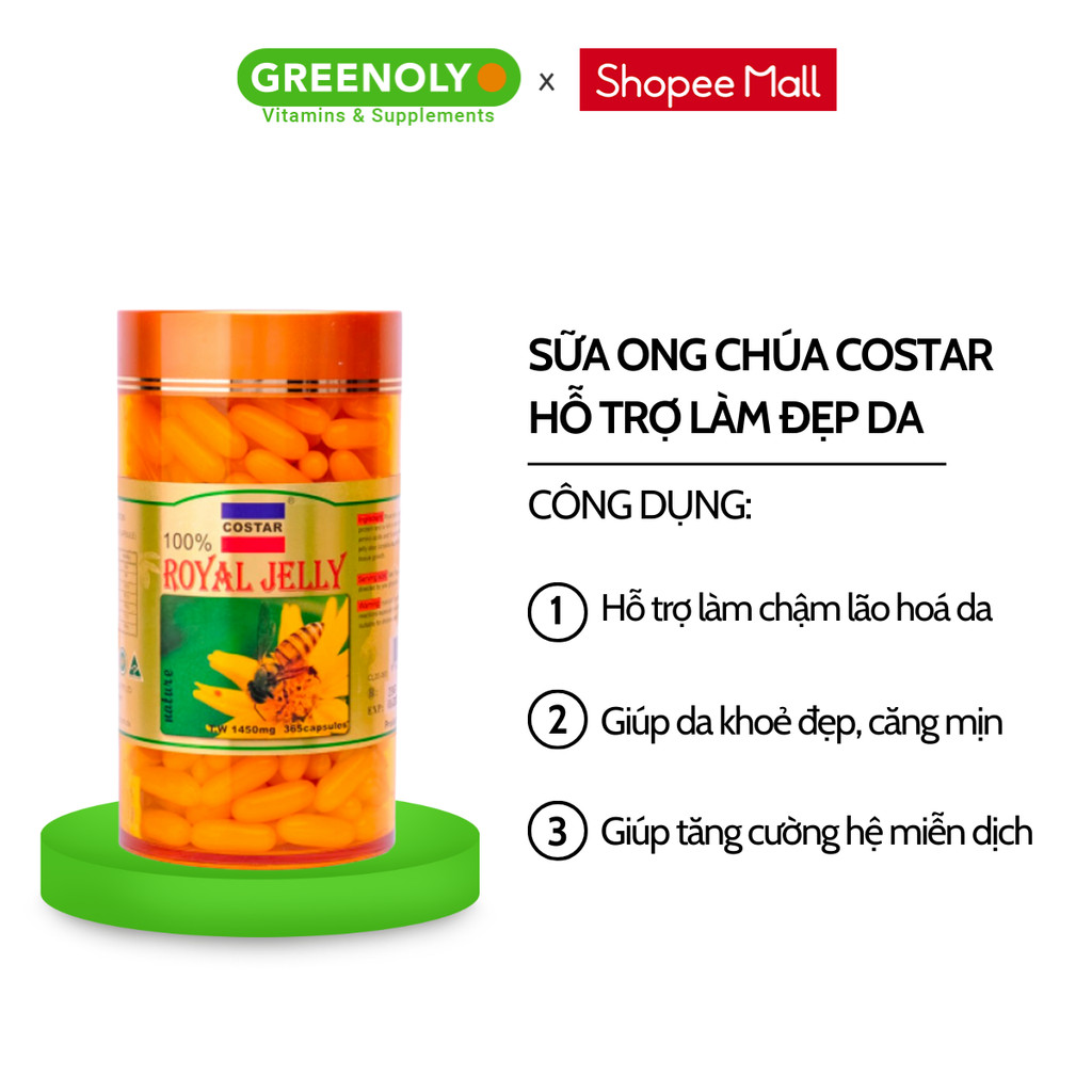 Mô tả Viên Uống Sữa Ong Chúa Costar Royal Jelly 1450mg Hỗ Trợ Đẹp, Mịn Màng Da 365 Viên - 2