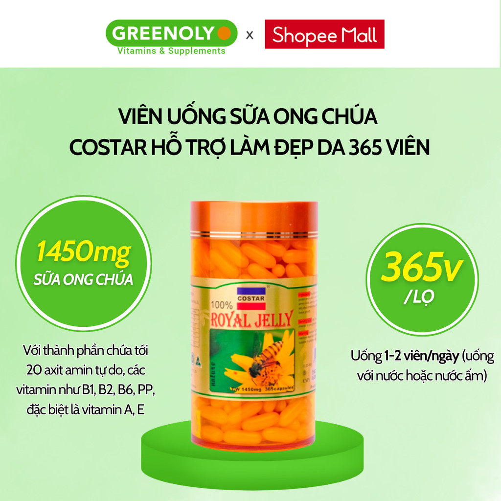 Mô tả Viên Uống Sữa Ong Chúa Costar Royal Jelly 1450mg Hỗ Trợ Đẹp, Mịn Màng Da 365 Viên - 3