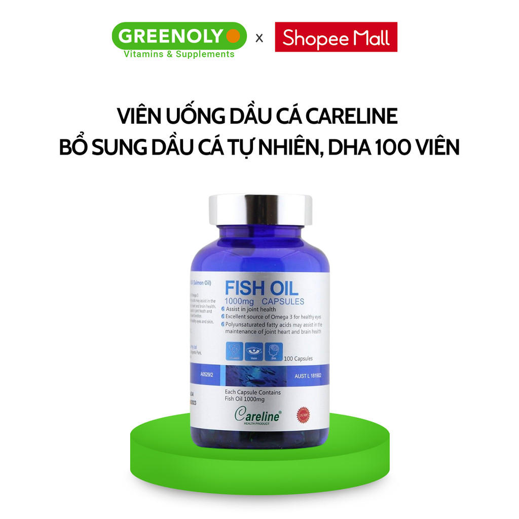 Mô tả Viên Uống Dầu Cá CareLine Bổ Sung Dầu Cá Tự Nhiên, DHA, Cải Thiện Trí Nhớ, Sáng Mắt Fish Oil 1000mg 100 Viên - 1