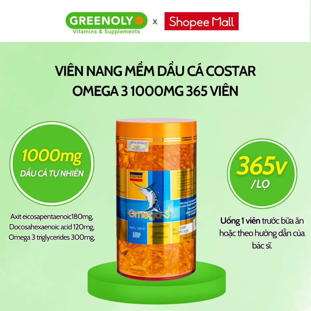 Mô tả Dầu Cá Costar Bổ Sung Omega 3 1000mg Tăng Cường Trí Não, Tim Mạch Và Thị Lực 365 Viên - 2