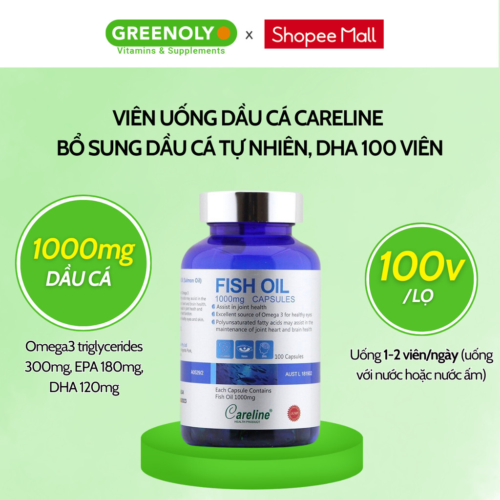 Mô tả Viên Uống Dầu Cá CareLine Bổ Sung Dầu Cá Tự Nhiên, DHA, Cải Thiện Trí Nhớ, Sáng Mắt Fish Oil 1000mg 100 Viên - 3