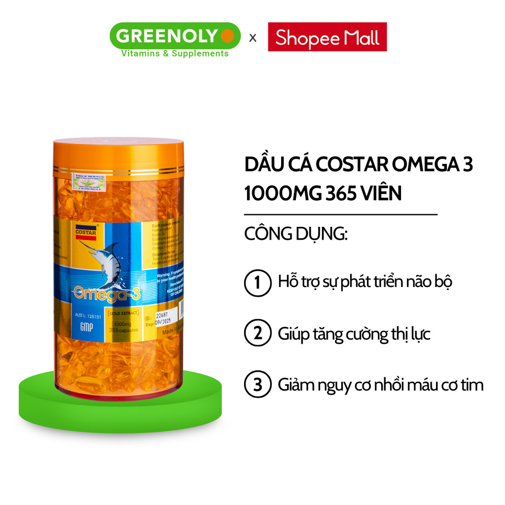 Mô tả Dầu Cá Costar Bổ Sung Omega 3 1000mg Tăng Cường Trí Não, Tim Mạch Và Thị Lực 365 Viên - 3