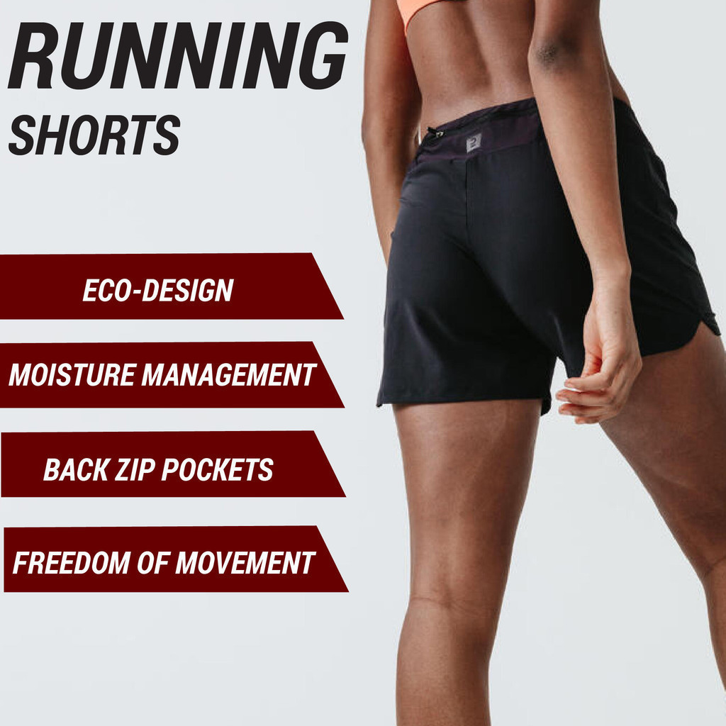 Mô tả Quần short chạy bộ nữ run dry đen Decathlon KALENJI - 3