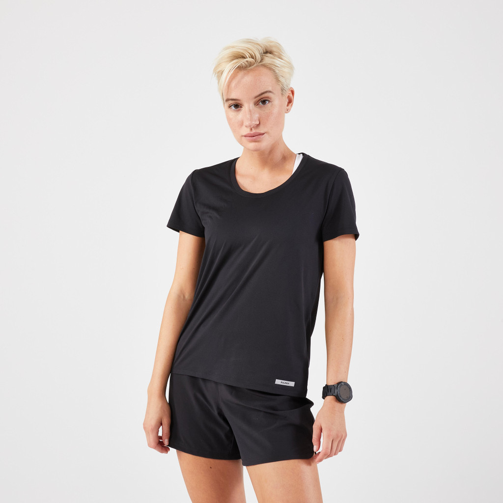 Mô tả Áo thun chạy bộ nữ kiprun 100 đen Decathlon KALENJI mã 8817407 - 1