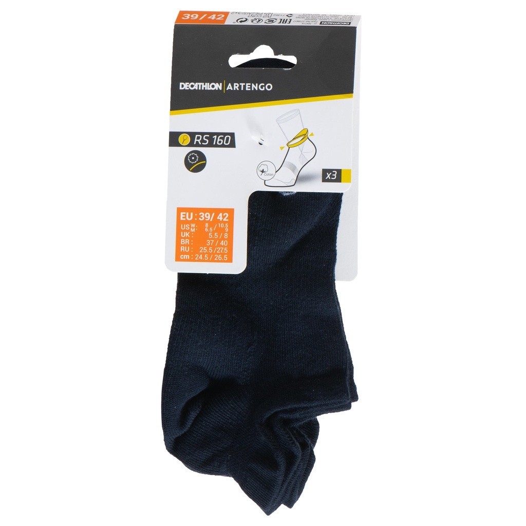 Mô tả Gói 3 đôi tất chơi tennis pickleball cổ thấp rs 160 tri pack màu xanh navy DECATHLON artengo mã 8578326 - 8