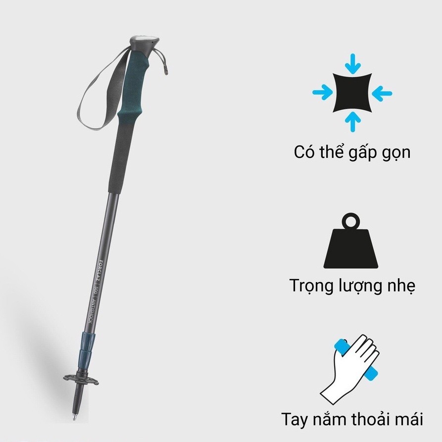 Mô tả Gậy leo núi dã ngoại chống sốc forclaz 500 xám xanh dương DECATHLON forclaz mã 8379457 - 1