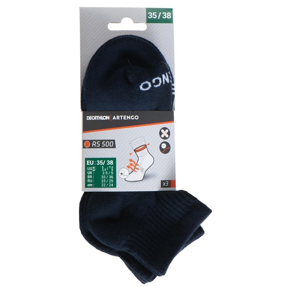 Mô tả Gói 3 đôi tất tennis, pickleball cổ vừa rs 500 xanh navy artengo mã 8579034 - 6