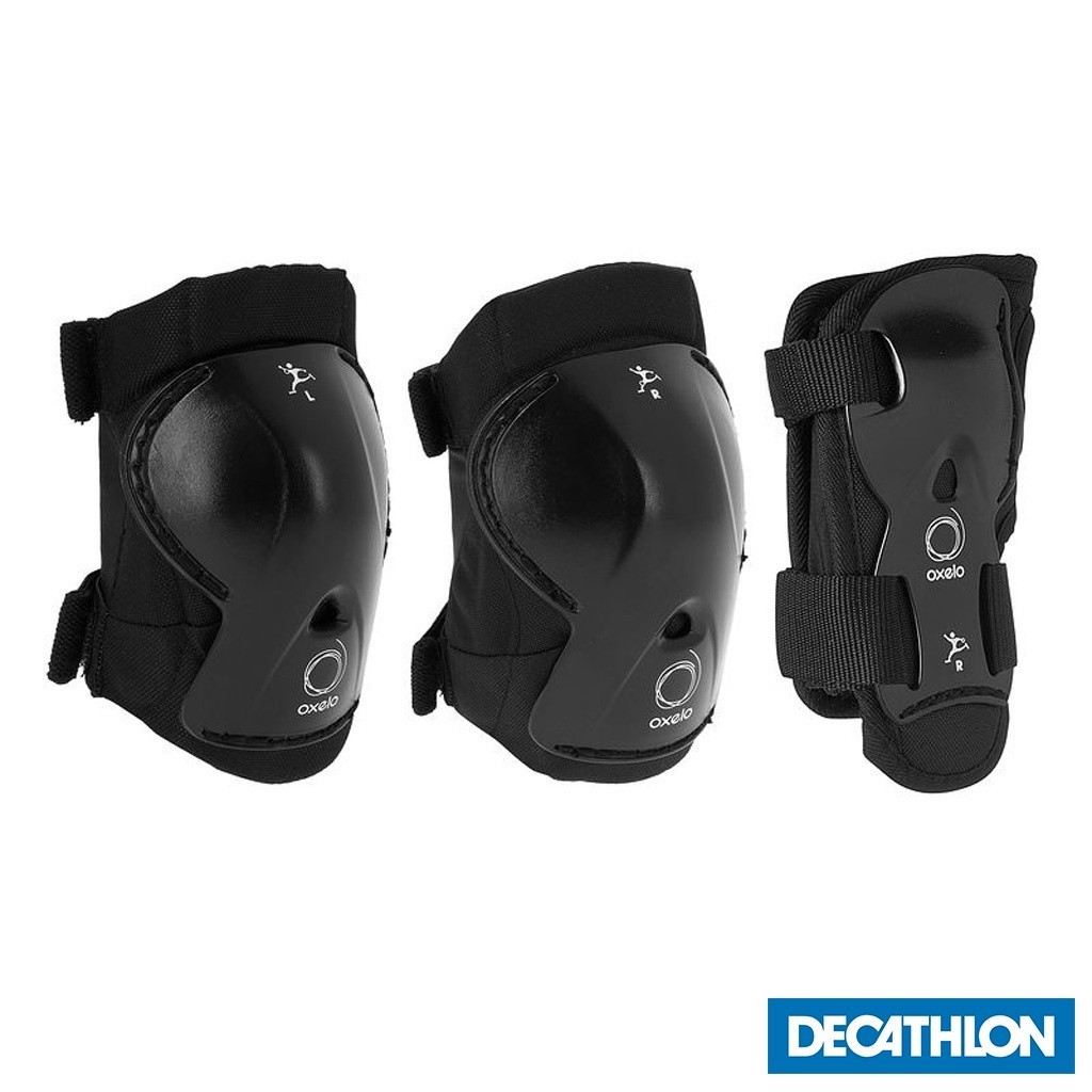 Mô tả Bộ 3 dụng cụ bảo hộ chơi patin, ván trượt, xe trượt play cho trẻ em đen DECATHLON oxelo mã 8319291 - 1