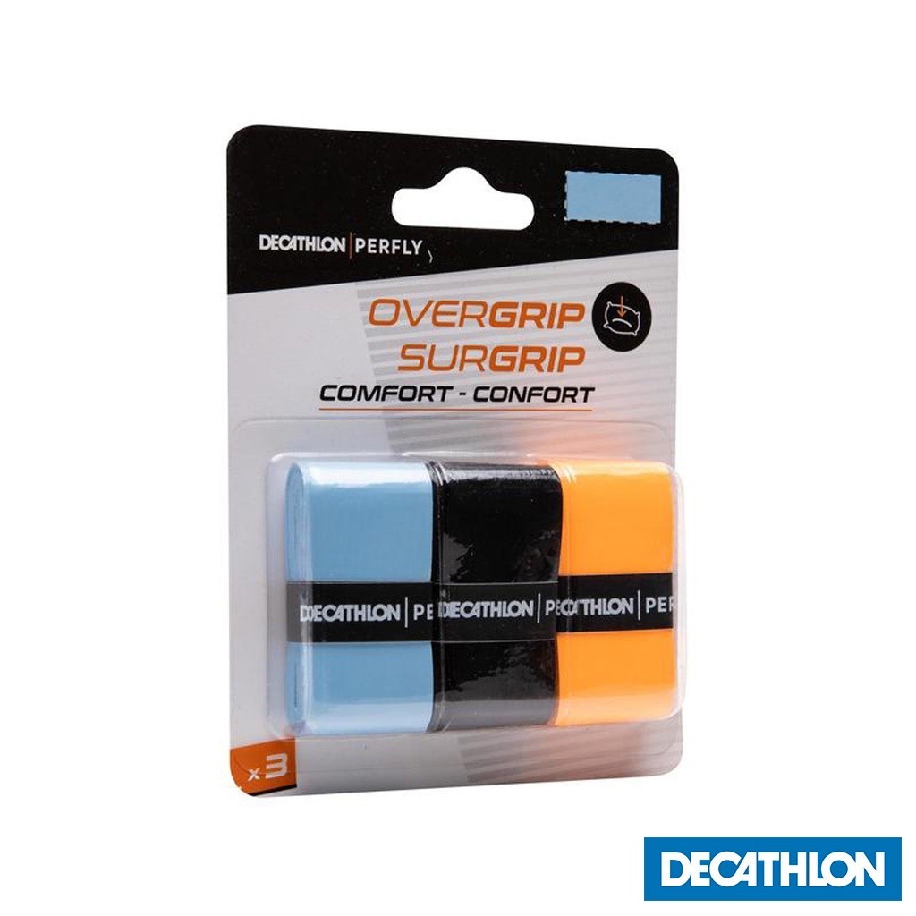 Mô tả Hộp 3 dây quấn cán vợt cầu lông comfort xanh dương đen cam DECATHLON perfly mã 8552602 - 1