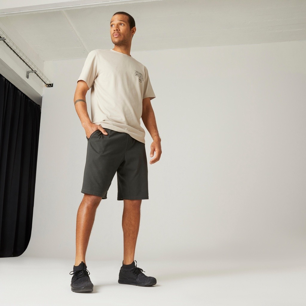 Mô tả Quần short tập fitness cotton có túi 520 cho nam xanh rêu DECATHLON DOMYOS mã 8640472 - 2