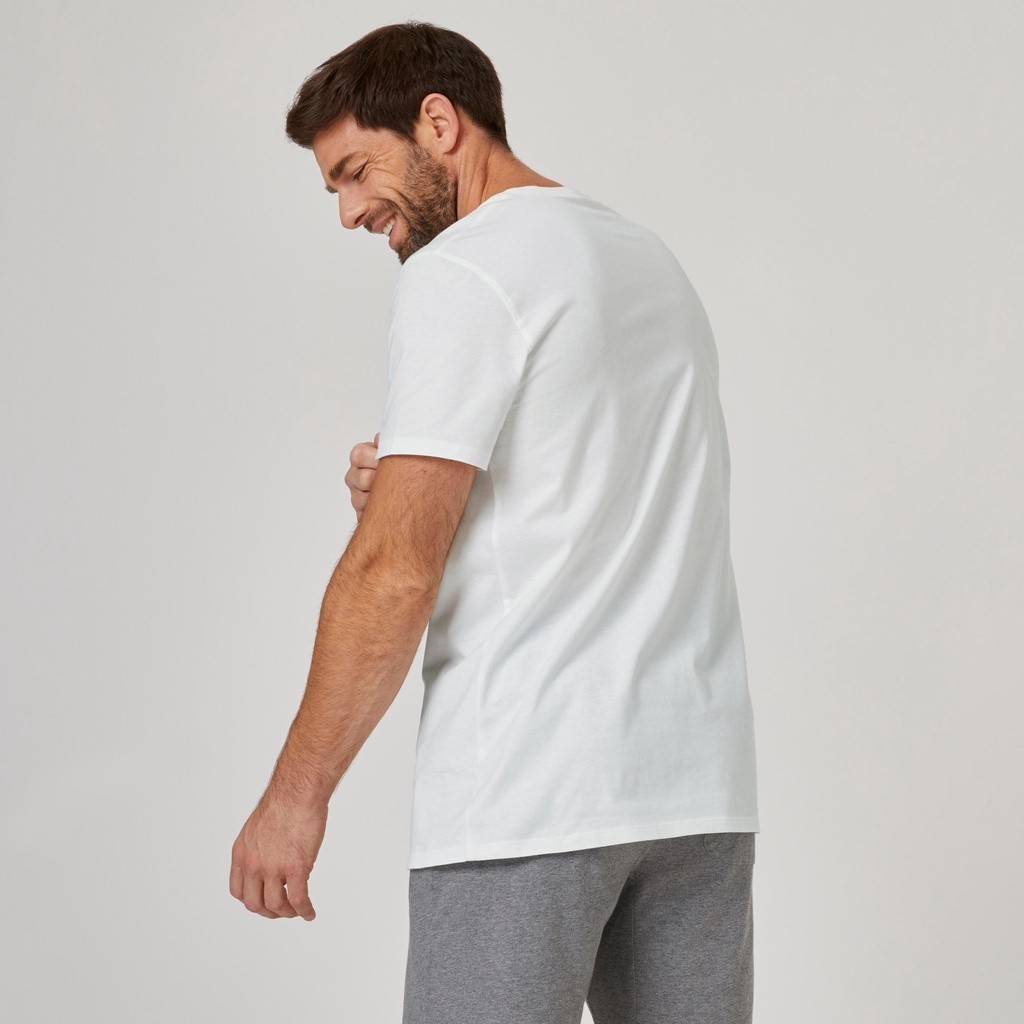 Mô tả Áo thun tập fitness cotton 100 cho nam trắng DECATHLON DOMYOS mã 8667940 - 1