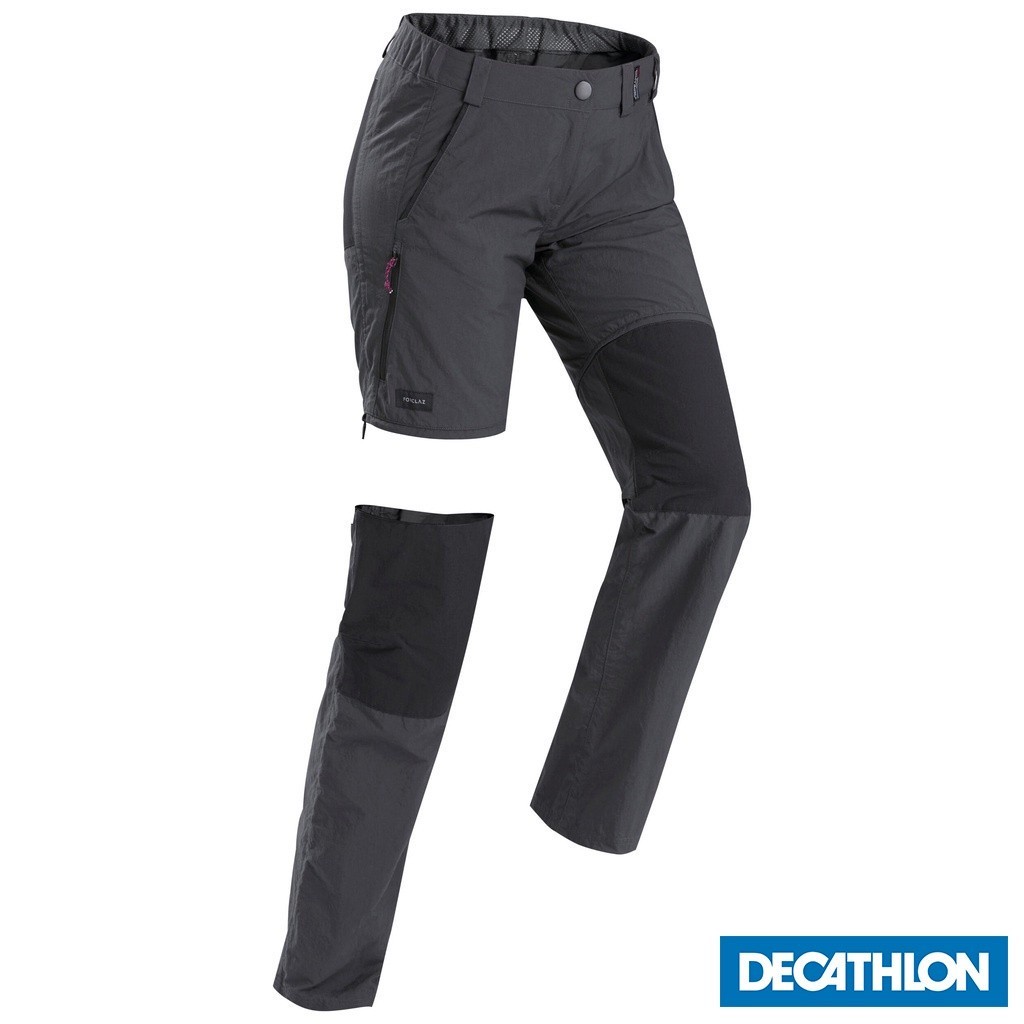 Mô tả Quần dài leo núi trekking có thể điều chỉnh cho nữ travel 100 xám DECATHLON forclaz mã 8544763 - 1