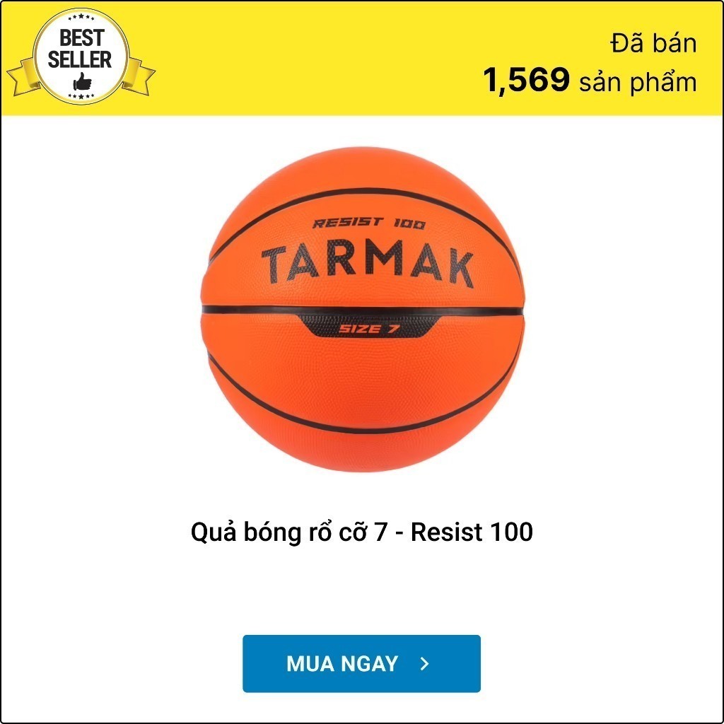 Mô tả Quả bóng rổ bền r100 cỡ 7 cho người lớn cam hoàn hảo cho người mới tập DECATHLON tarmak mã 8547127 - 1
