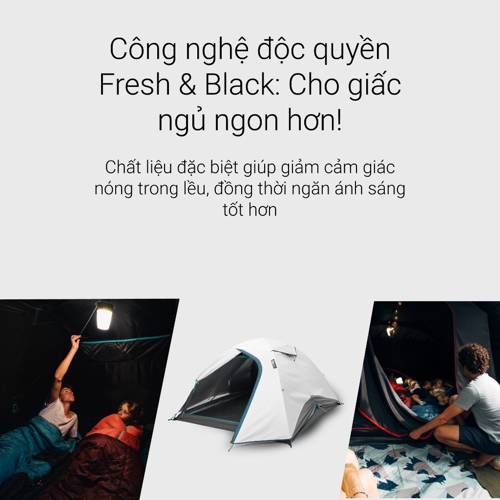 Mô tả Lều dã ngoại mh100 fresh & black cho 3 người trắng DECATHLON quechua mã 8576111 - 2